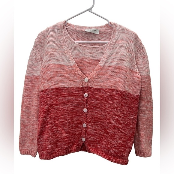 Gispa Italian Knit Pink Ombré Cardigan Tank Set Size L - Picture 1 of 12